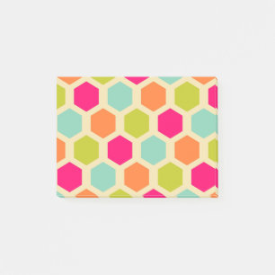 Post-it® Formes d'hexagone en Motif de couleurs Vintages