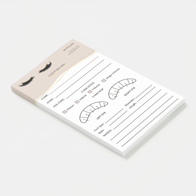 Post-it® Formulaire élégant de dossier client pour cils (Incliné)
