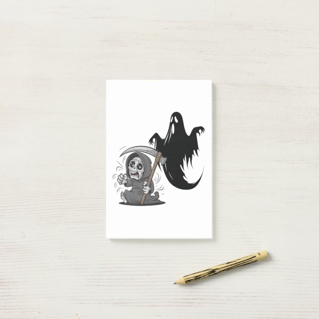 Post-it® Foutaise et fantôme effrayés. (Sur un bureau)