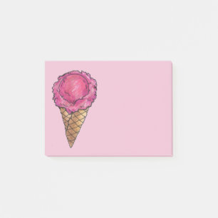 Post-it® Fraise rose crème glacée gaufre cône Poster