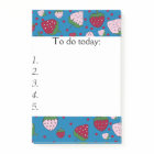 Fraises rouge et rose sur Blue Post it Notes