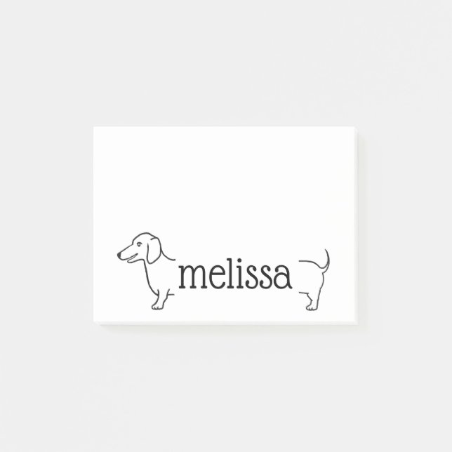 Post-it® Frontière de Dachshund| Modèle de nom personnalisé (Devant)