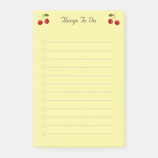 Post-it® Fruits de cerise sur les choses jaunes à faire Lin (Devant)