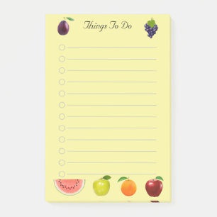 Post-it® Fruits de pastèque pomme et raisins sur Notes jaun