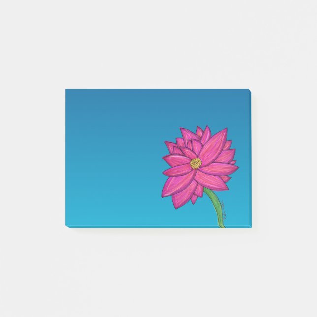 Post-it® Fuchsia Pink Flower Wide Post-It Notes (Devant)