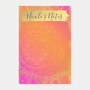 Post-it® Fuchsia Rose Orange Et Or Mandala Glam Indien