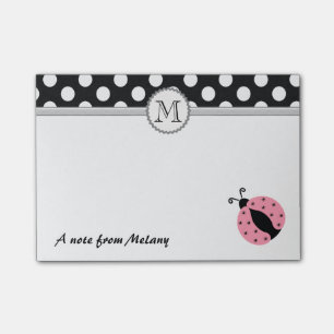 Post-it® Funky mignon poulie ladybugs pois monogramme