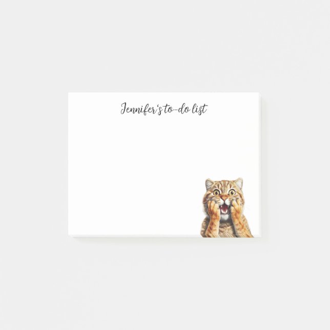 POST-IT® FUNNY CHOCKÉ CHAT TABBY ROUGE CHAT AVEC NOM (Devant)