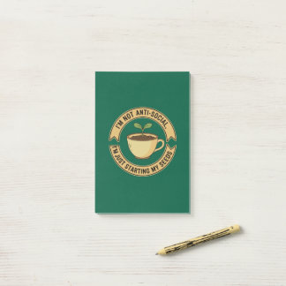 Post-it® Funny Gardening Introvert Pun - I'm Not Anti-Socia