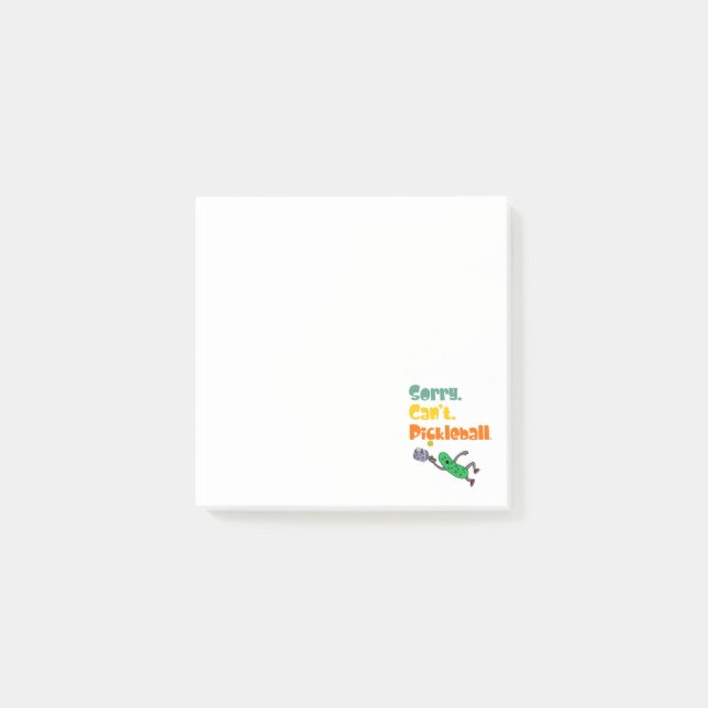 Post-it® Funny Leaping Pickle Désolé Can't Pickleball (Devant)