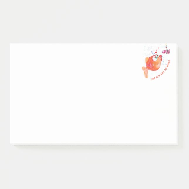 Post-it® Funny Post it Notes avec Happy Fish and Worm (Devant)