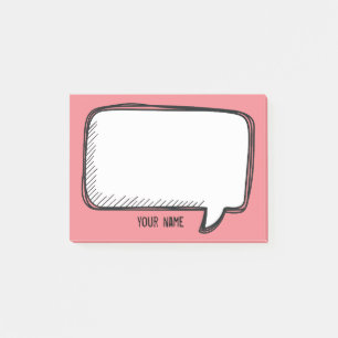 Post-it® Funny White Talk Bubble on Pink Nom personnalisé