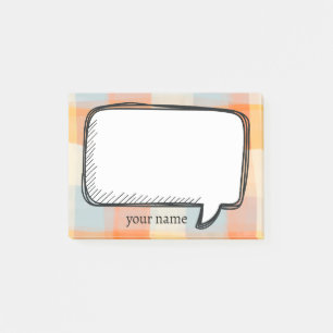 Post-it® Funny White Talk bulle Plaid Crème orange bleu