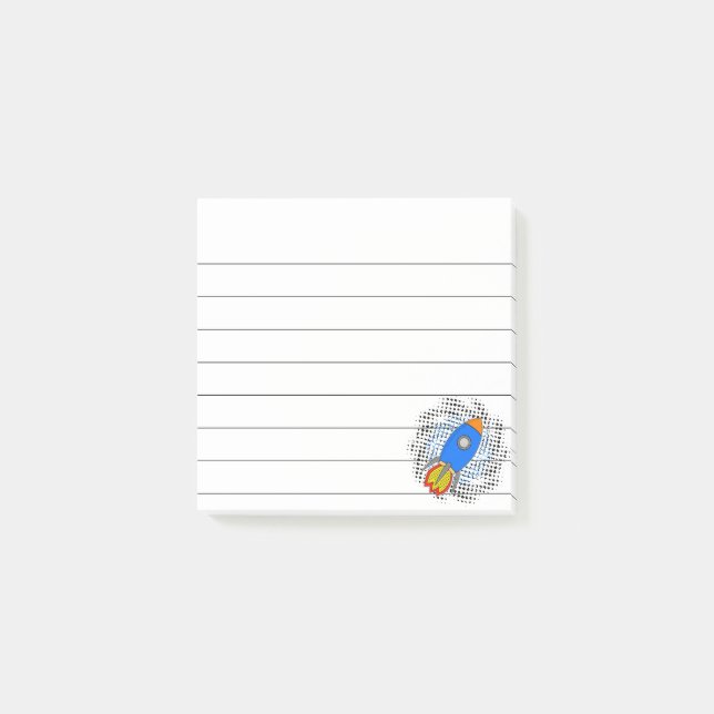 Post-it® Fusée de dessin animé avec demi-teintes Galaxie en (Devant)