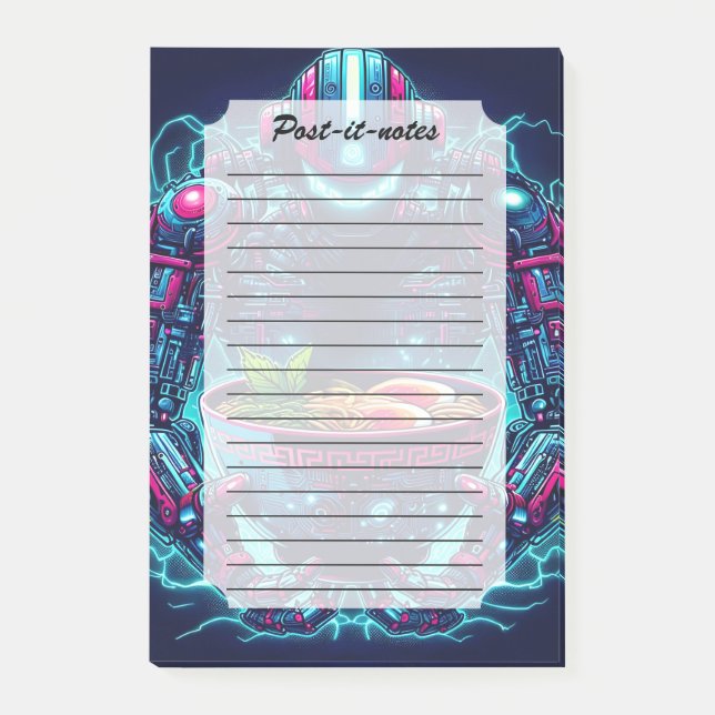Post-it® Futuristic Cyberpunk Robot Neon Food Ramen (Devant)
