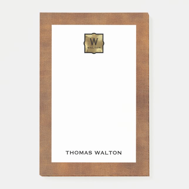 Post-it® Genuine Leather Look Monogram Name (Devant)