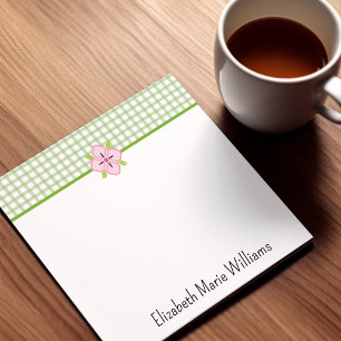 Post-it® Gingham Vert Floral Rose Personnalisé
