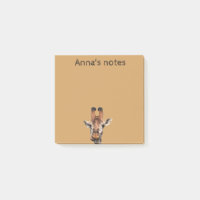 girafe drôle et fond marron, personnalisé