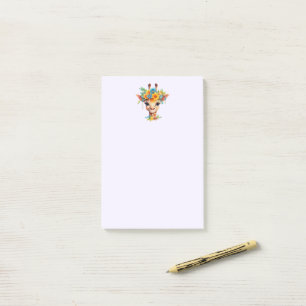 Post-it® Giraffe mignonne à couronne florale