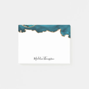 Post-it® Girls Turquoise Velvet Agate Géode Typographie de 