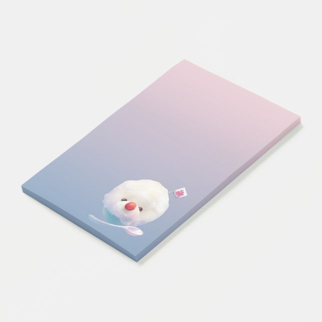 Post-it® Glace raclée chiot : Dessert d'été au Bichon souri (Incliné)