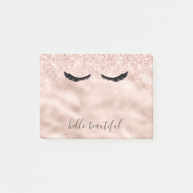 Post-it® Glam Blush Parties scintillant rose cils noirs (Devant)