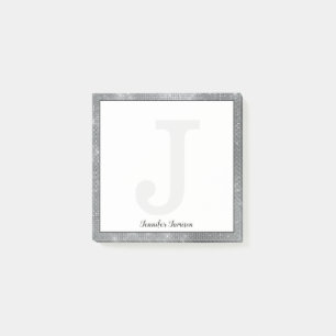 Post-it® Glam Gris Gris Fille Nom du petit monogramme