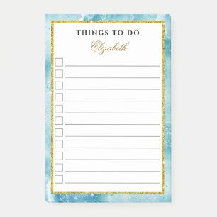 Post-it® Glam Marbre Turquoise Aqua Blue Gold Girls To Do L