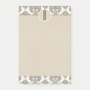 Post-it® Glam Rustique Toile de Jute Damassé Kraft Monogram