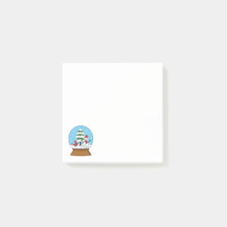 Post-it® Globe de neige avec le cardinal Snowman et Pine Tr