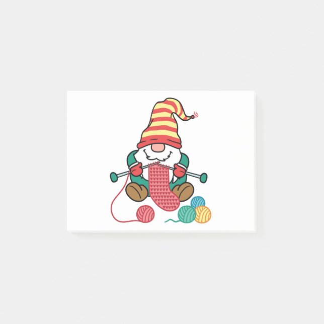 Post-it® Gnome Tricot mignon Knitter Cadeau Gnomes nordique (Devant)