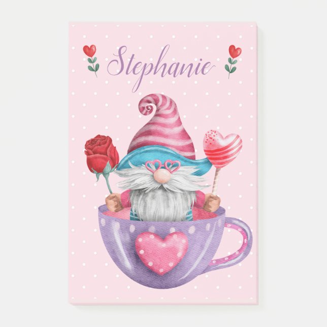 Post-it® Gnome Whimsical dans les Coeurs et Fleurs de la Co (Devant)