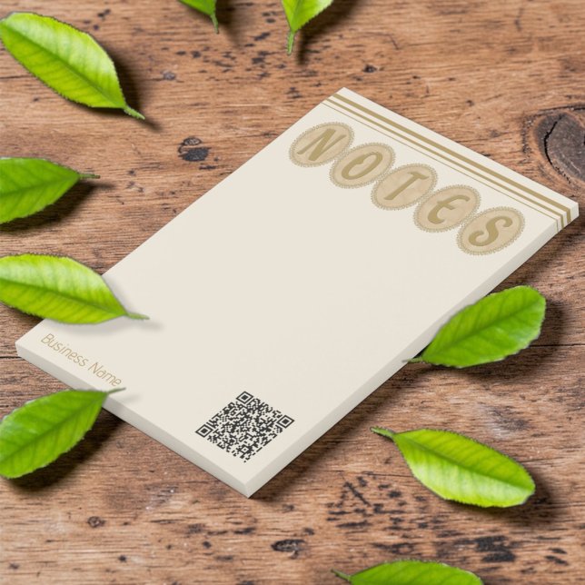Post-it® Gold And Cream Fancy Business Circle Notepad (Promote your business with these gorgeous golden hues. QR Code for quick access. )