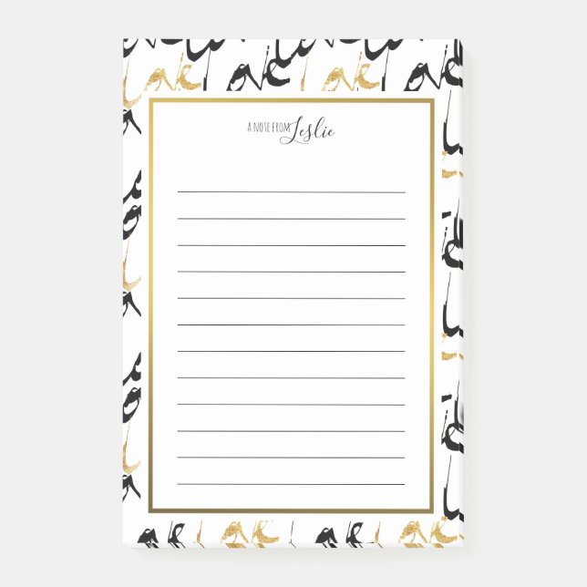 Post-it® Gold & Black LOVE Une Note Du Bloc-Notes (Devant)