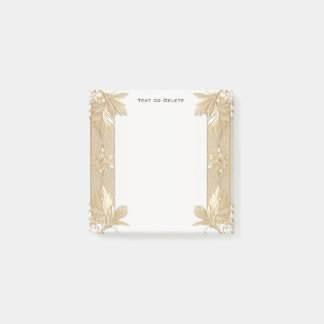 Post-it® Gold Black Ornate Floral Post it Notes