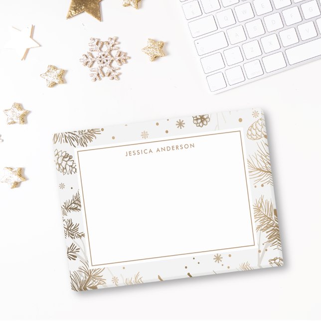 Post-it® Gold Christmas Foliage Nom personnalisé (Créateur téléchargé)
