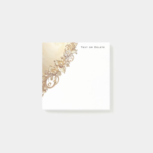 Post-it® Gold Floral Embellishments Post it Notes (Devant)