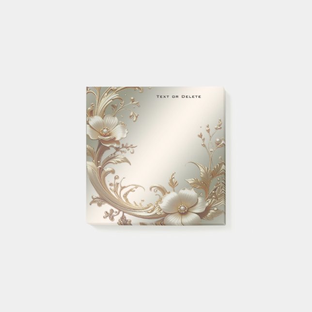 Post-it® Gold Floral Post it Notes (Devant)