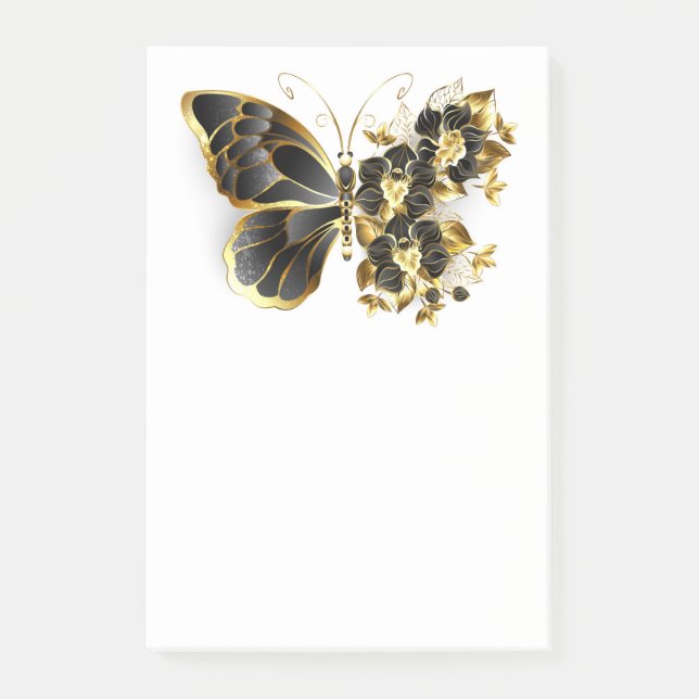 Post-it® Gold flower Butterfly with Black Orchid (Devant)