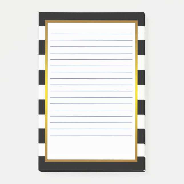 Post-it® Gold Foil Black Stripe propre Liner Business Lines (Devant)