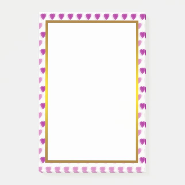 Post-it® Gold Foil Rose Love Heart Motif Valentine (Devant)