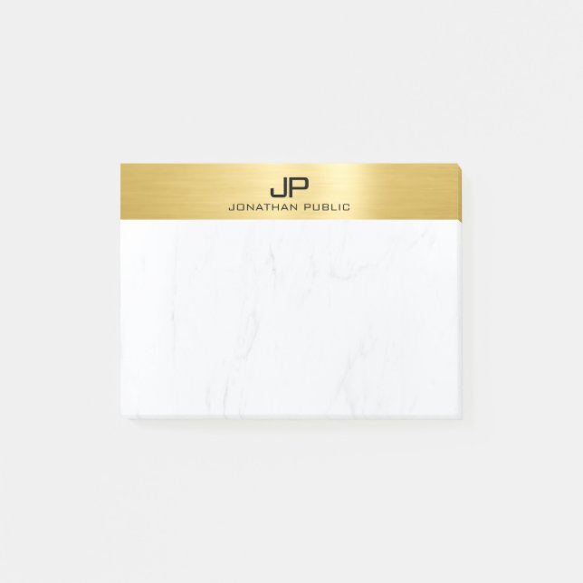 Post-it® Gold&Marble Moderne Simple Modèle monogramme (Devant)