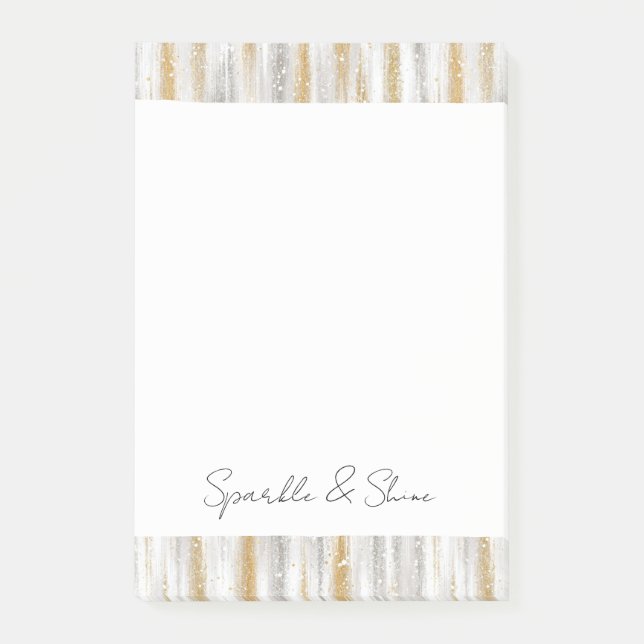 Post-it® Gold Silver Chic Glam Glitzy Stripes Sparkle  (Devant)