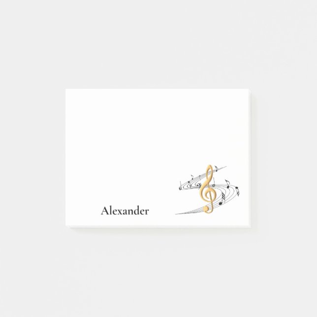 Post-it® Gold Treble Clef Music Notes Personnalisées (Devant)