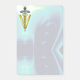 Post-it® GOLDEN CADUCEUS VETERINARY SYMBOLE / Teal Blue
