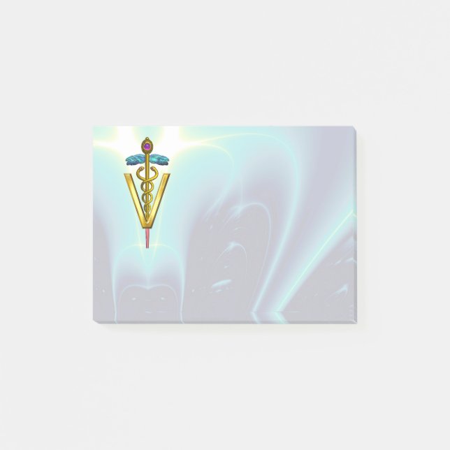 Post-it® GOLDEN CADUCEUS VETERINARY SYMBOLE / Teal Blue (Devant)