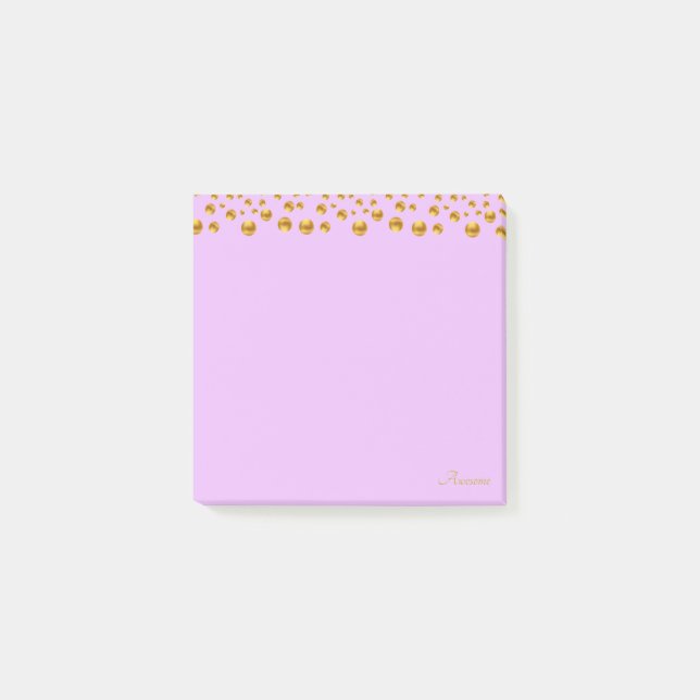 Post-it® Golden Confetti & Calligraphie sur Violet (Devant)