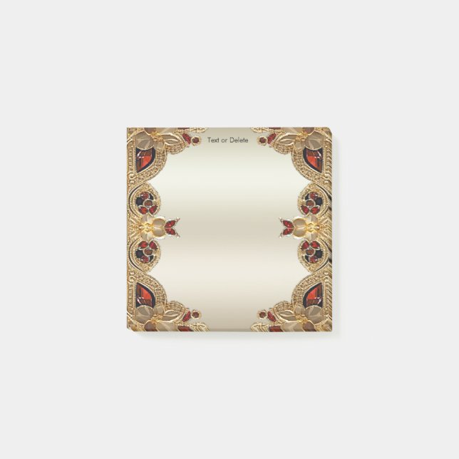 Post-it® Golden Flowers Red Gemstone Post it Notes (Devant)