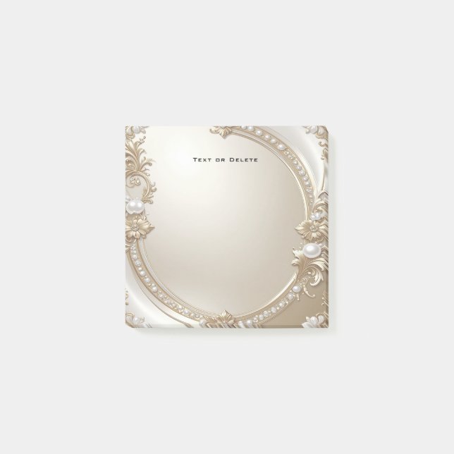 Post-it® Golden Ornate Frame with Pearls Post it Notes (Devant)