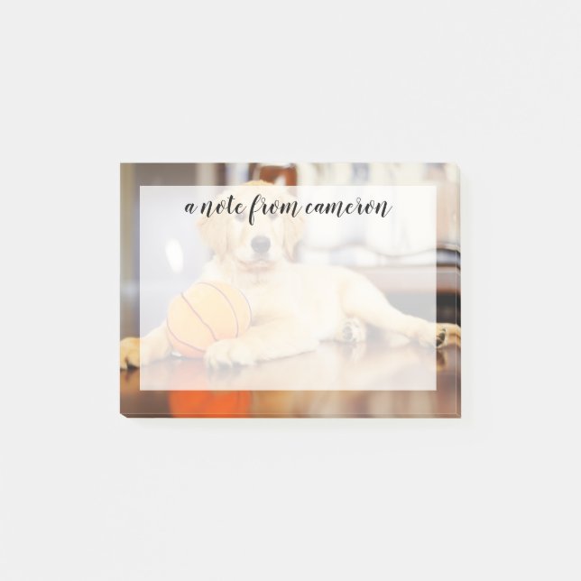 Post-it® Golden Retriever avec un jouet de basket (Devant)